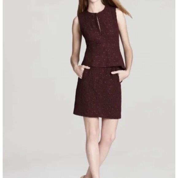 Diane Von Furstenberg DVF 4 authentic Delian Lace Peplum Dress Wine Sleeveless - Picture 4 of 15